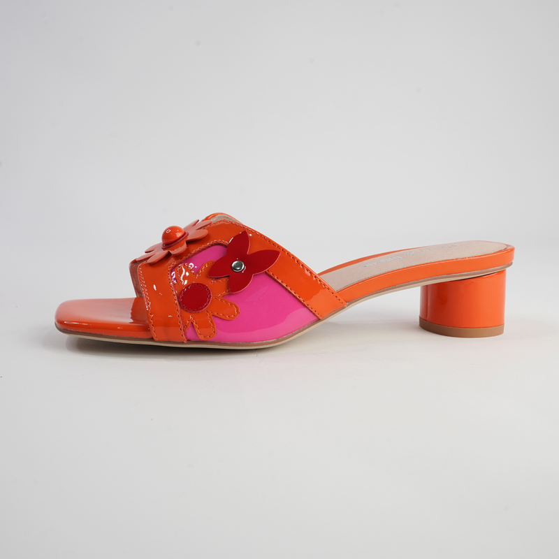 Hetti Orange/ Pink Multi Patent Leather Heels