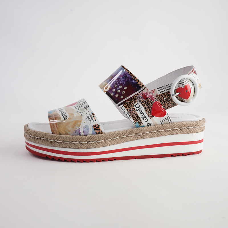 Atha Collage Print Leather Sandals