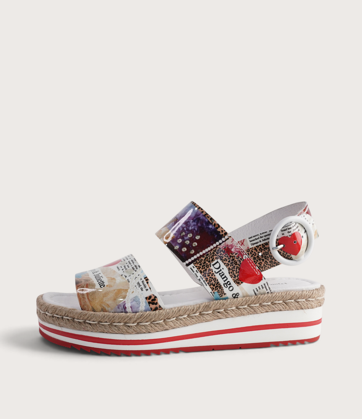 Atha Collage Print Leather Sandals