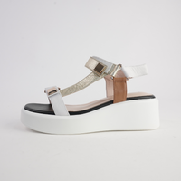 Roz White/ Gold Leather Sandals