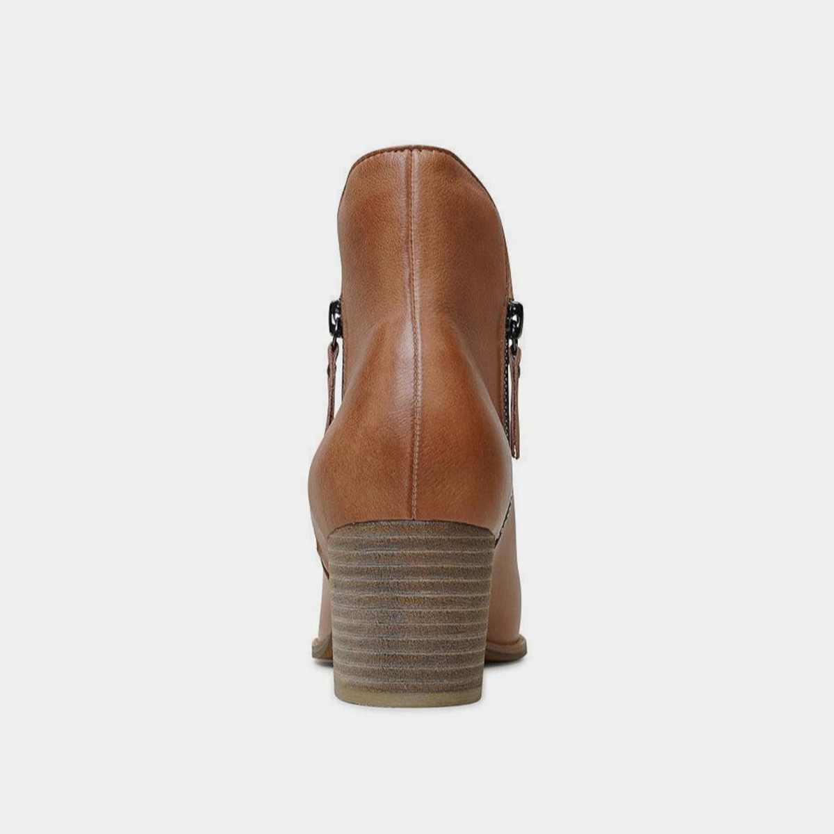 Shiannely Dark Tan Leather Ankle Boots