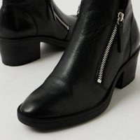 Lettice Black Leather/ Black Heel Ankle Boots - DJANGO AND JULIETTE | Shouz