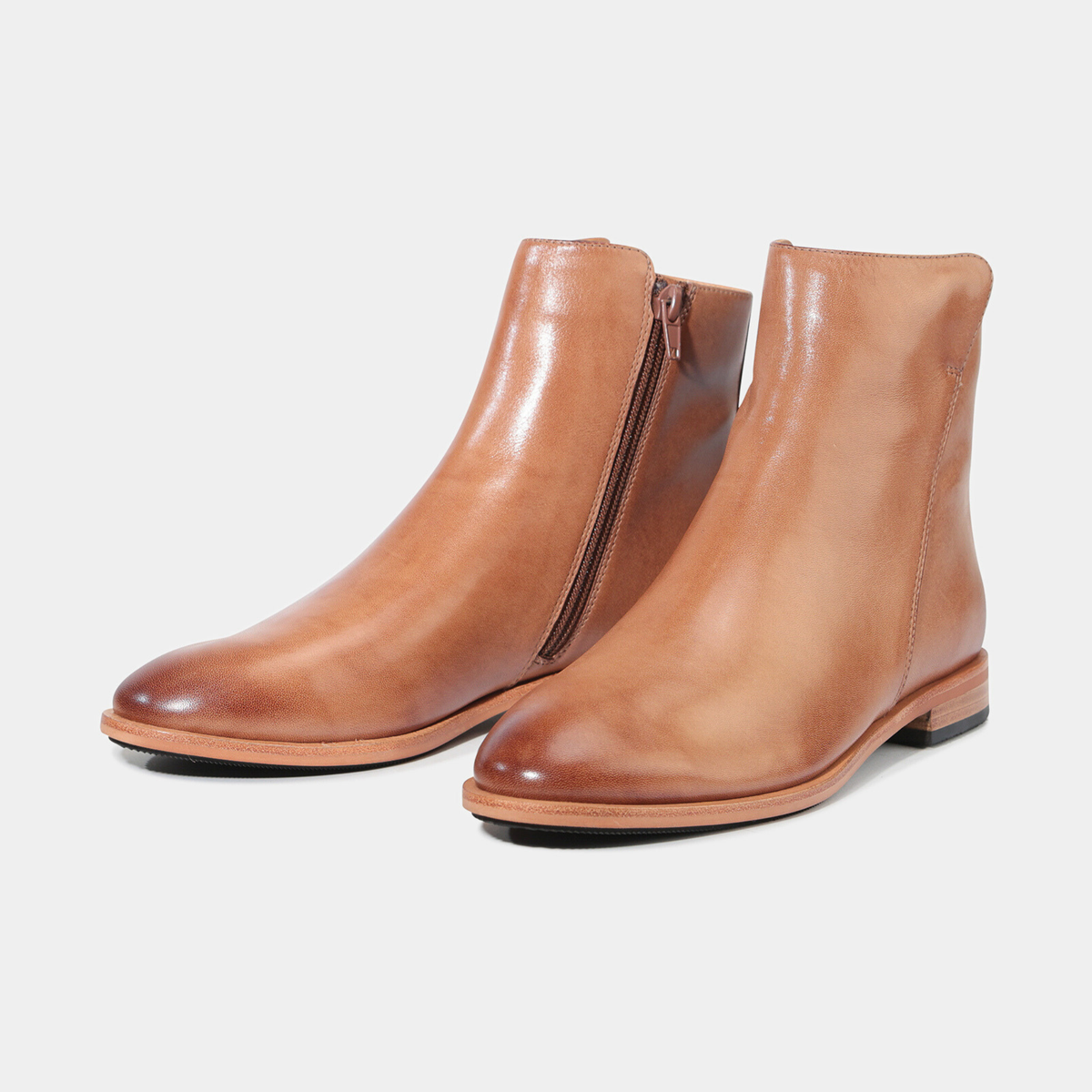 Pheonix Pecan Leather Ankle Boots - EOS FOOTWEAR | Shouz