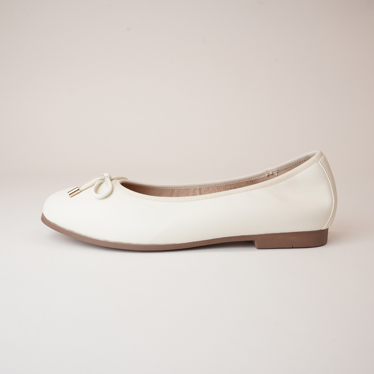 Picture Nude Leather Ballet Flats - WITH GRACE | Shouz