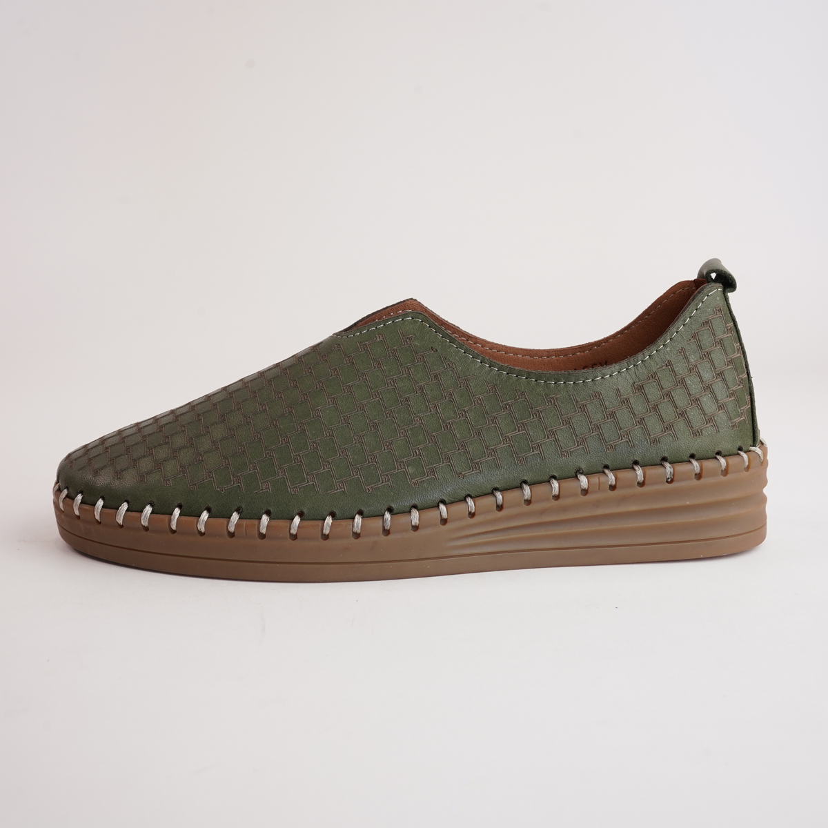 Lassy Dark Olive Leather Sneakers - SALA | Shouz