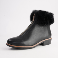 Lollys Black Leather/ Black Fur Ankle Boots - DJANGO AND JULIETTE | Shouz