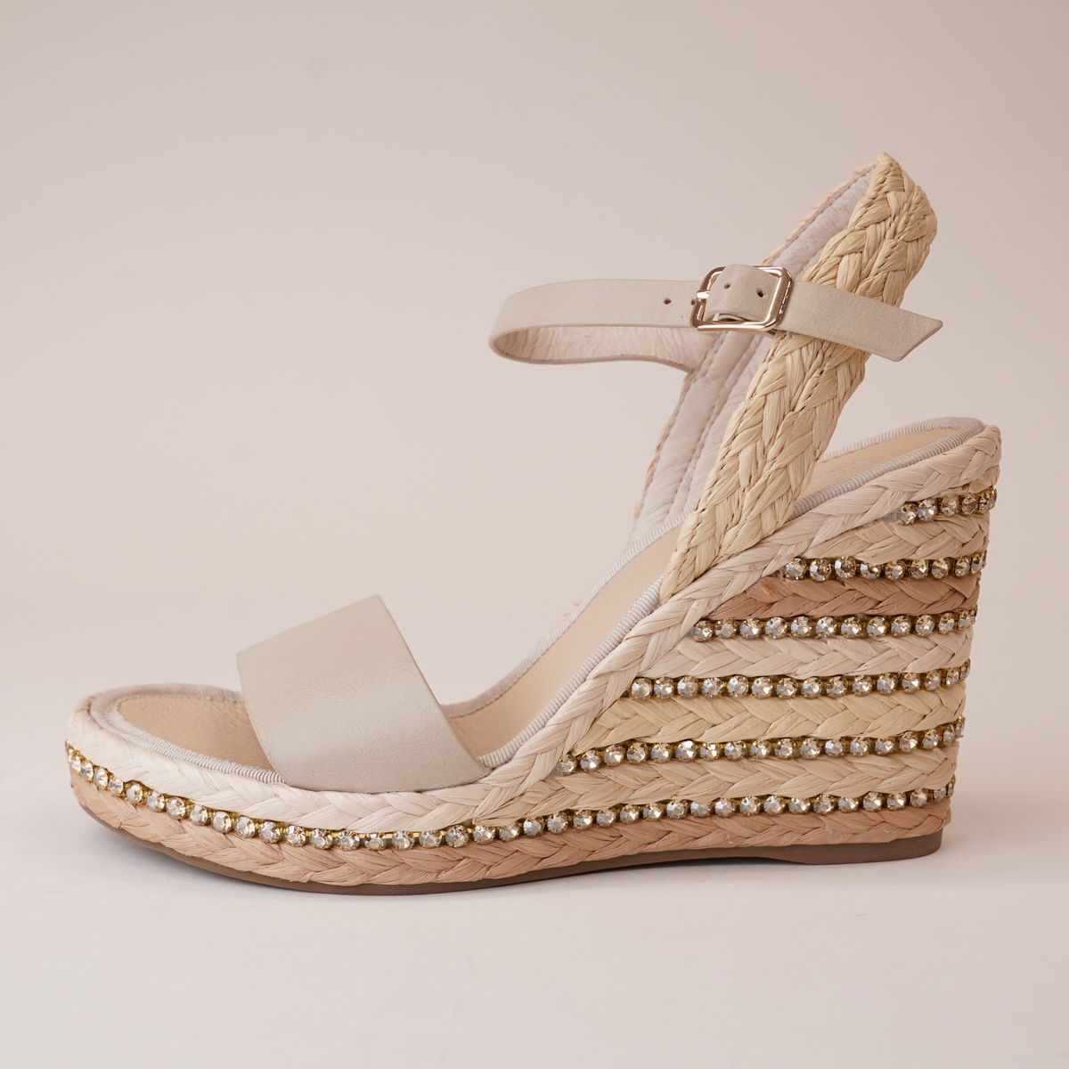 Etroya Almond Leather Espadrille Wedges - TOP END | Shouz