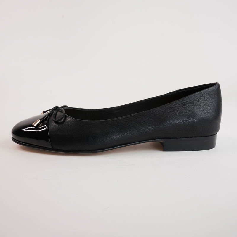 Ildiko Black Patent/ Black Leather Ballet Flats