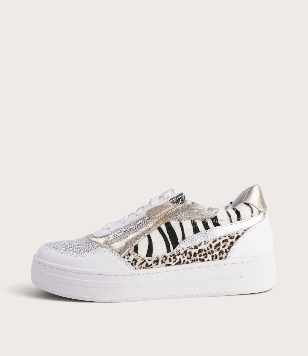 Nevyle White Multi Leather Sneakers