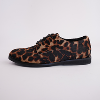 Derby Dark Camel Leopard/Black Lace Up Flats