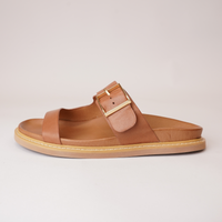 Dedra Brandy Leather Slides