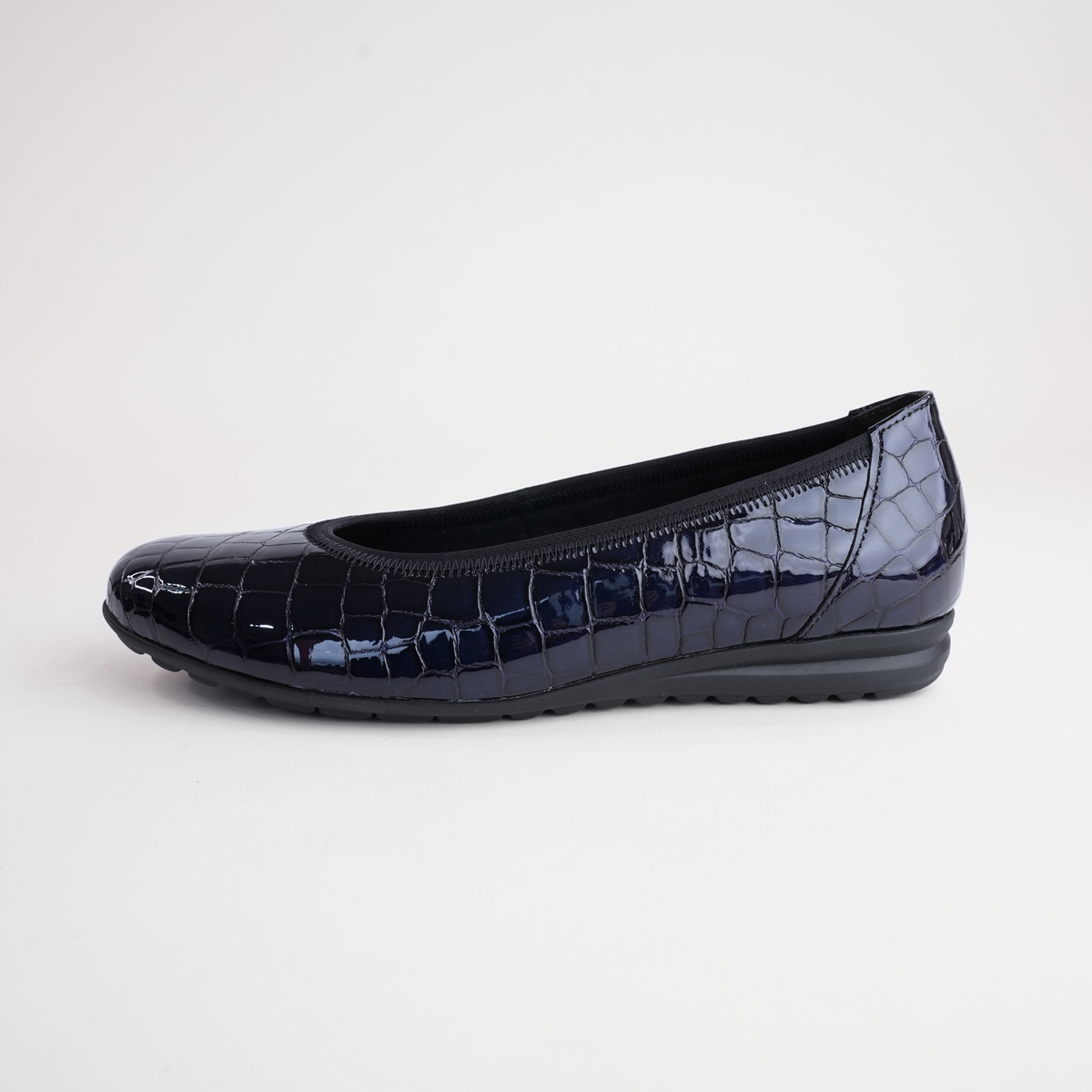 Gia Ocean Alligator Patent Leather Ballet Flats