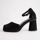Eldon Negro Nubuck Leather Heels - GAIMO | Shouz