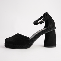 Eldon Negro Nubuck Leather Heels - GAIMO | Shouz
