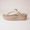 Lulu Adjustable Leather Toe Post Latte Sandals