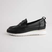Peggy Black Leather Loafers