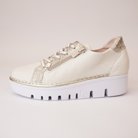 Js-4420 Beige/ Champagne Leather Sneakers