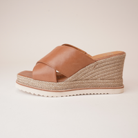 Zelie Brandy Leather Espadrille Wedges