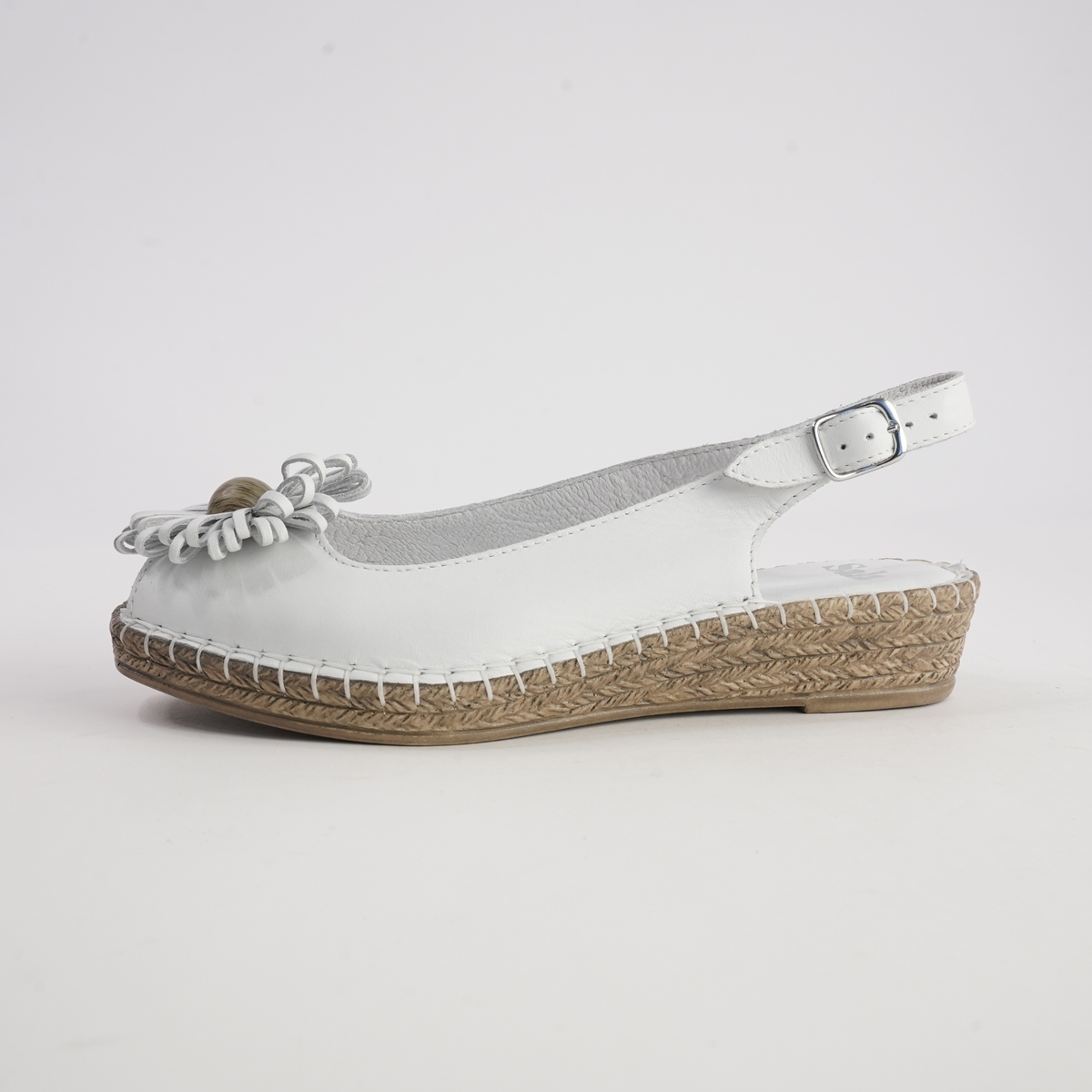 Erica White Leather Espadrille Wedges - SALA | Shouz