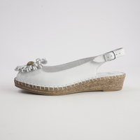 Erica White Leather Espadrille Wedges