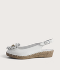 Erica White Leather Espadrille Wedges