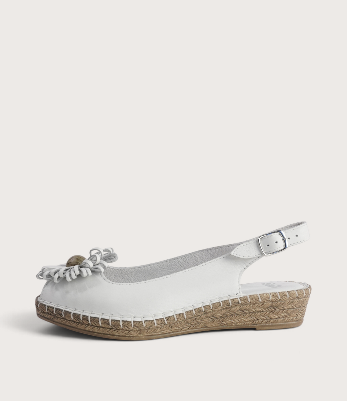 Erica White Leather Espadrille Wedges