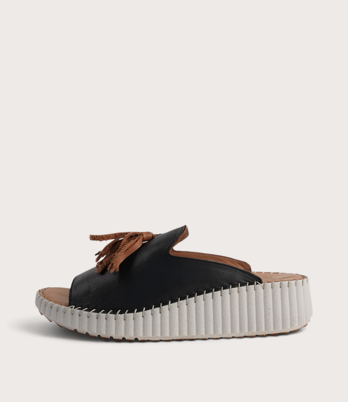 Sonny Black Leather Slides