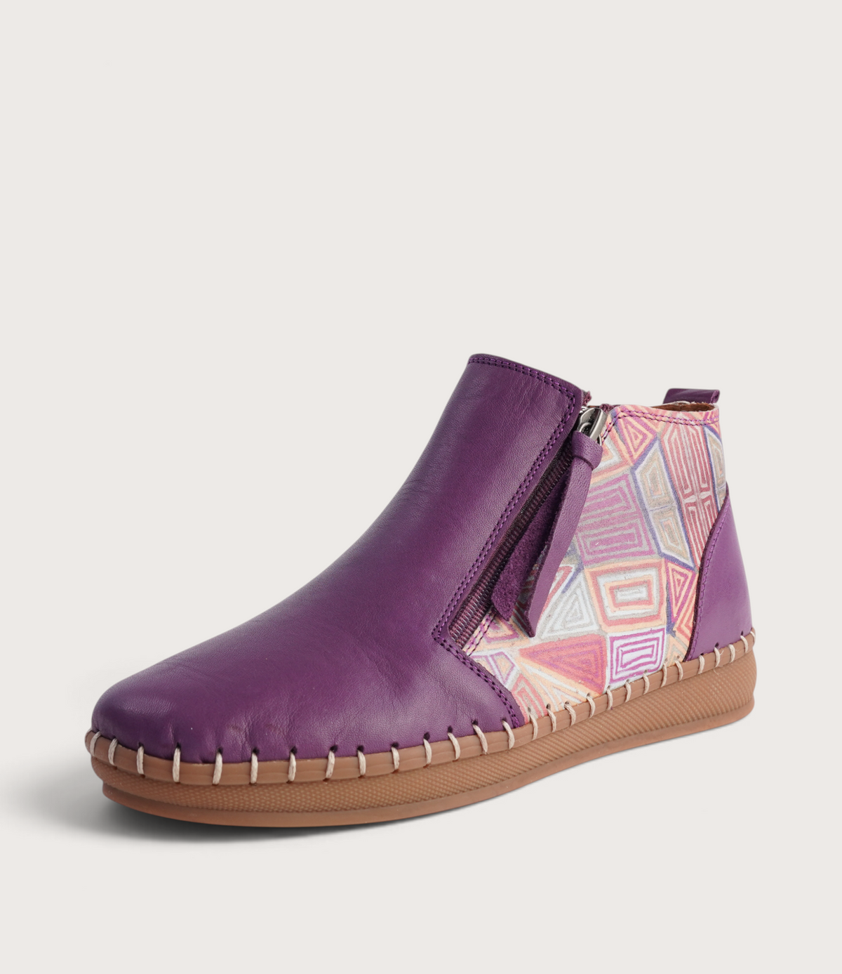 Regan Melanzana Mosaic Leather Ankle Boots