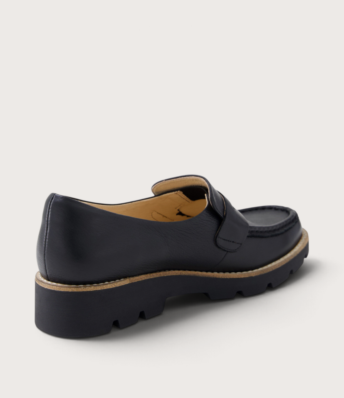 Dorte Black Leather/ Black Sole Loafers