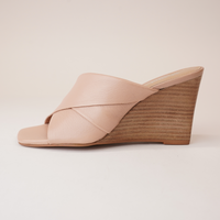 Aiya Dark Nude/ Natural Heel Leather Wedges