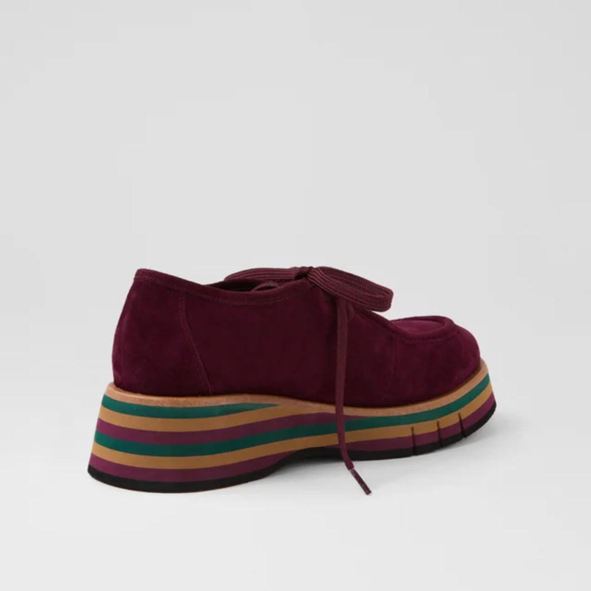 Gnota Burgundy Suede/ Forest and Tan Multi Sole Flats - DJANGO AND JULIETTE | Shouz