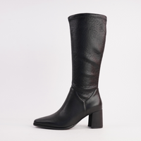 Swap Black Leather Knee High Boots