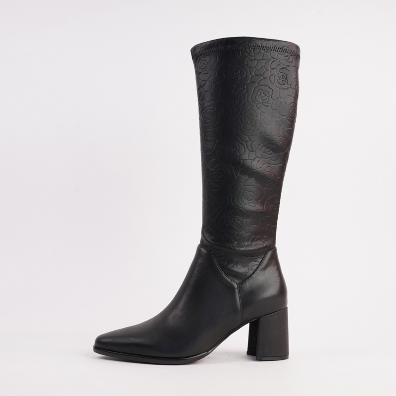 Swap Black Leather Knee High Boots