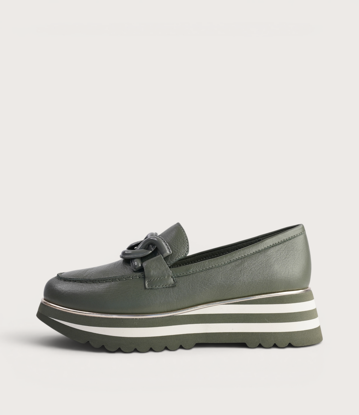 Ealia Olive/ Milk Leather Loafers