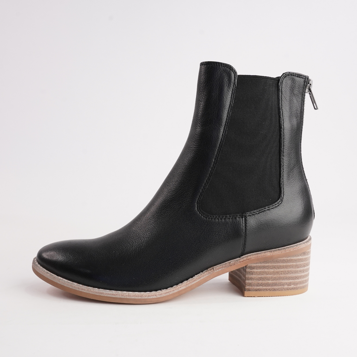 Panord Black/ Natural Heel Leather Ankle Boots
