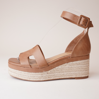 Geegie Tan Leather Espadrille Wedges