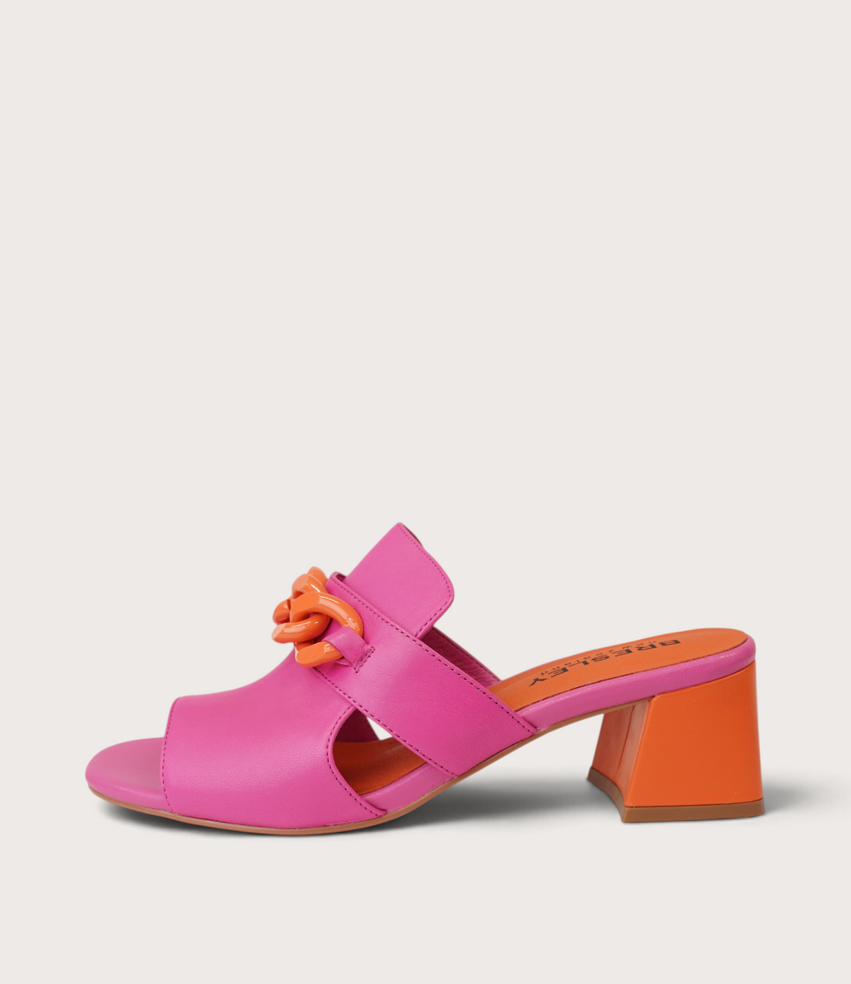 Adder Fuchsia/ Orange Leather Heels