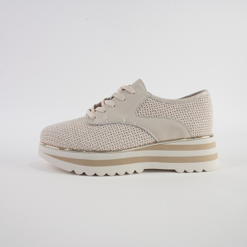 Endo Ivory Raffia/ Milk Leather Sneakers