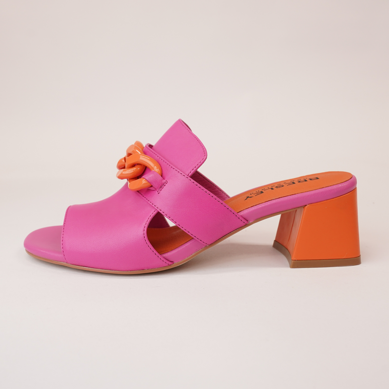 Adder Fuchsia/ Orange Leather Heels