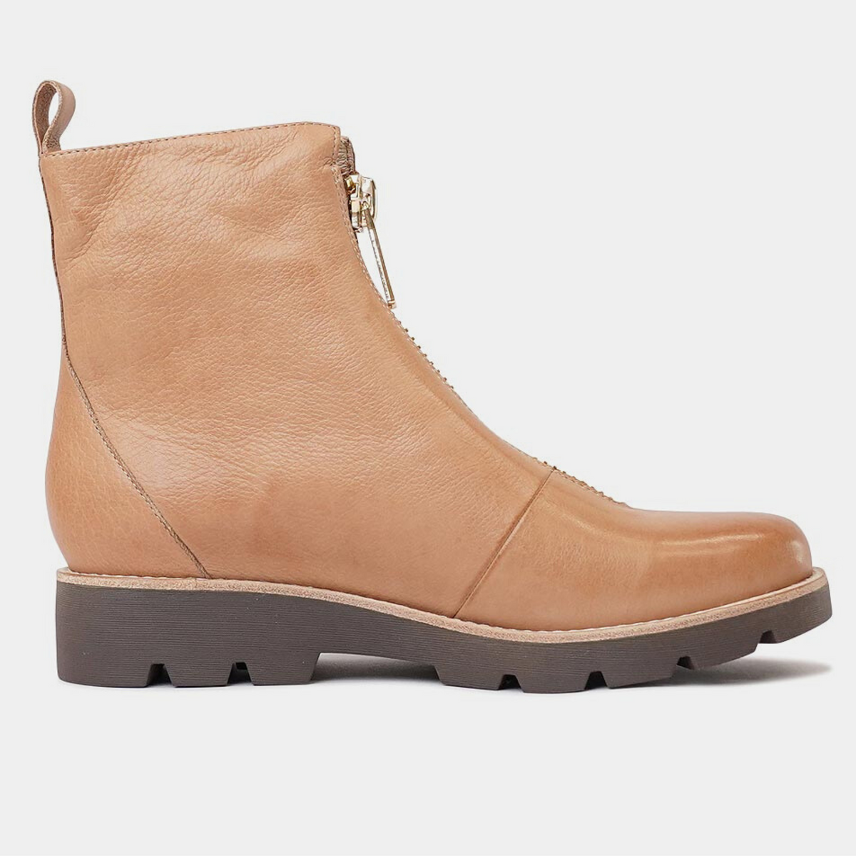 Mieyette Dark Tan Leather Ankle Boots, TOP END - Shouz