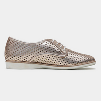 Derby Punch Rose Gold Leather Lace Up Flats