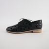 Aksel Black Leather Lace Up Flats