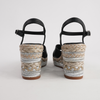 Orgal Black Leather Espadrille Wedges