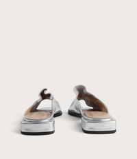 Luna Silver Leather Flats