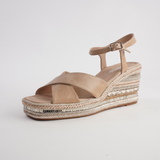 Orgal Cappuccino Leather Espadrille Wedges