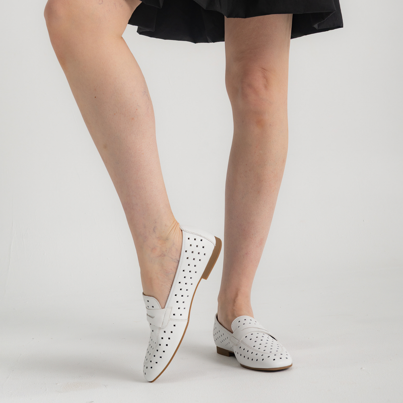 Dorothy White Leather Loafers