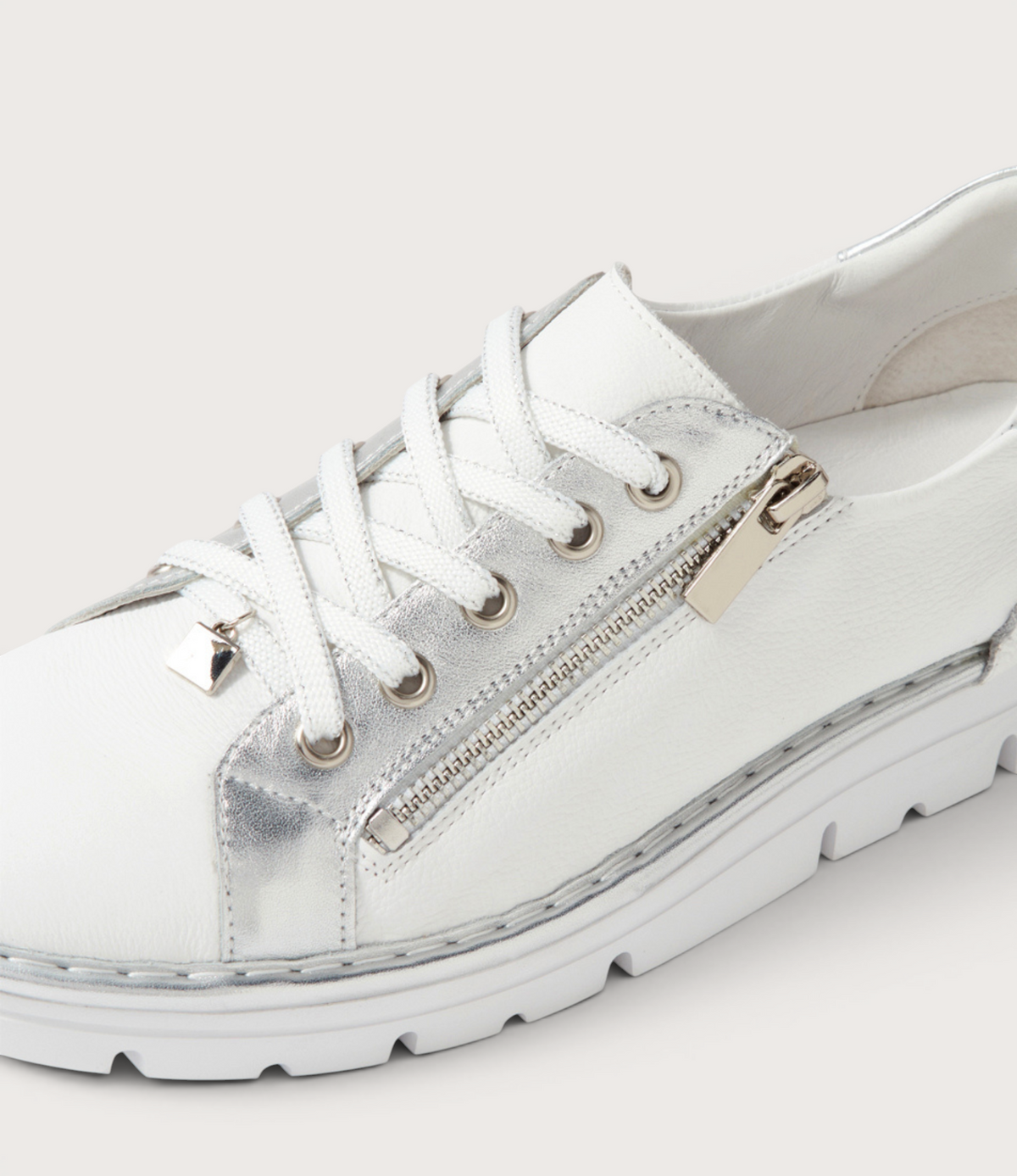 Elos White/silver Leather Sneakers