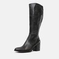 Zodiak Black/black Leather Knee High Boots