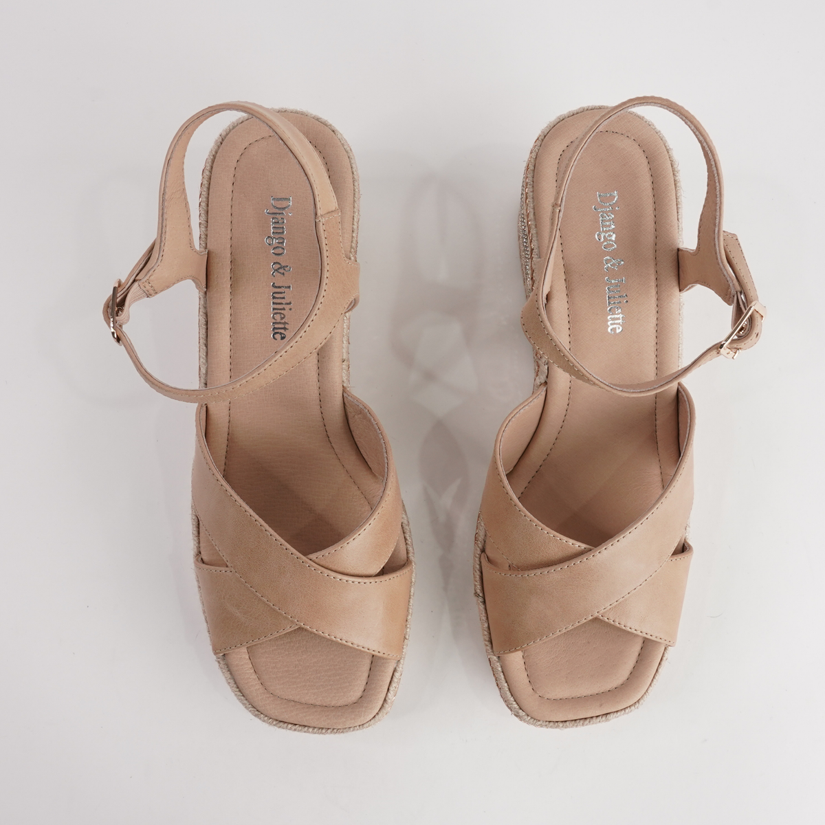 Orgal Cappuccino Leather Espadrille Wedges - DJANGO AND JULIETTE | Shouz