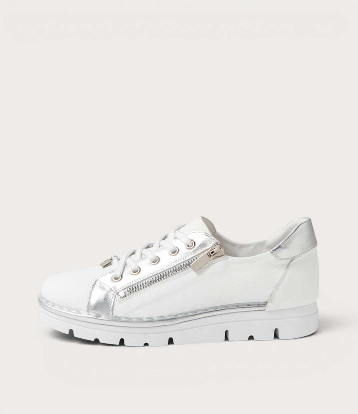 Elos White/silver Leather Sneakers